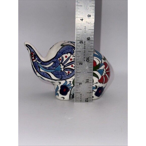 Vintage La Maison Ottomane Hand Painted Floral Ceramic Elephant Figurine - Picture 7 of 8
